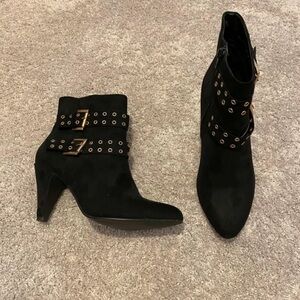 Dorothy Perkins Black Boots with Gold Buckles